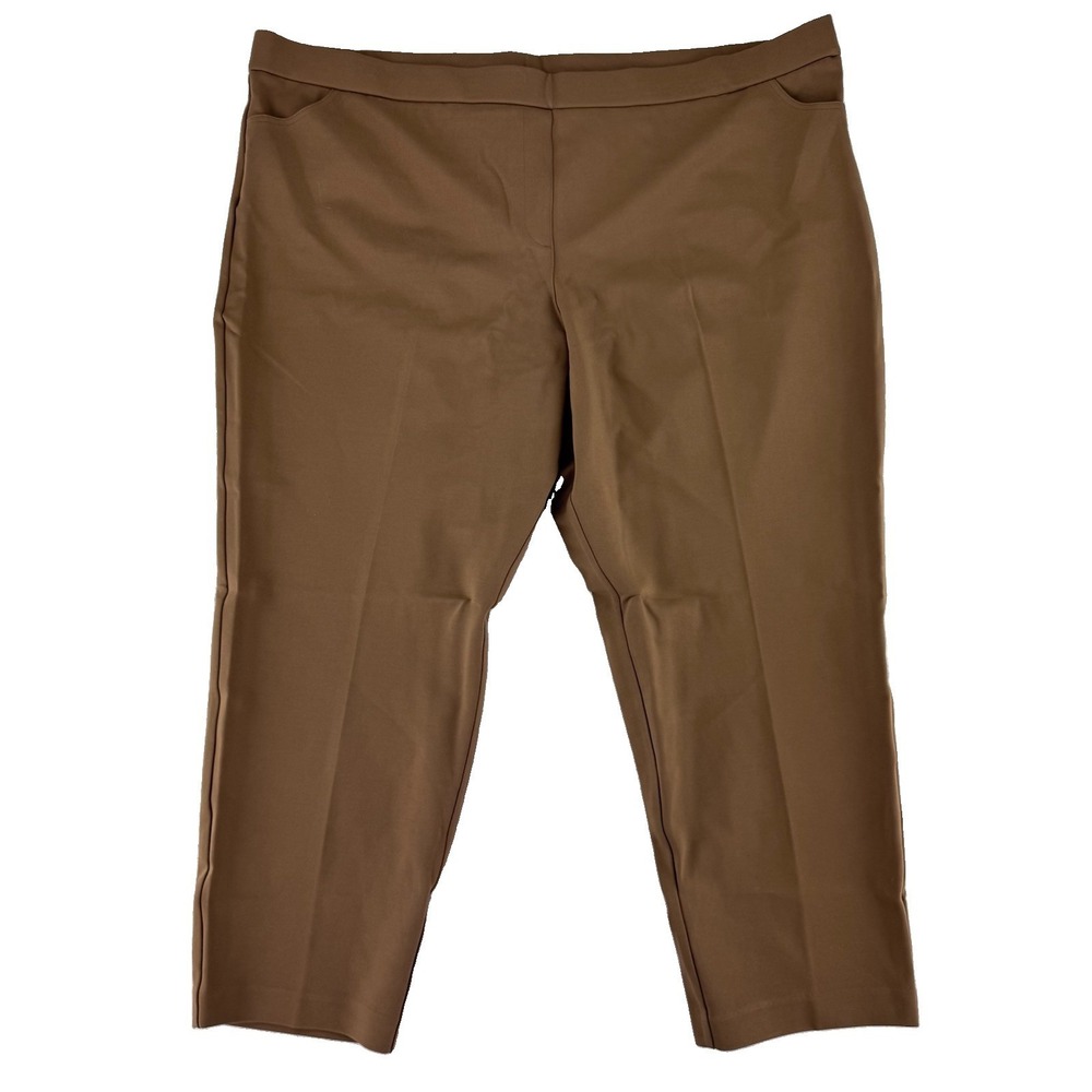 GRAVER Susan Graver Status Stretch Slim Leg Ankle Pants 3XP‎ Brown Business